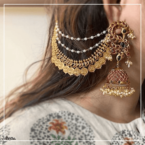 Traditional jhumka design in gold