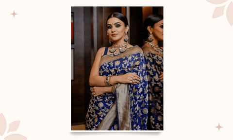 jewellery for blue saree