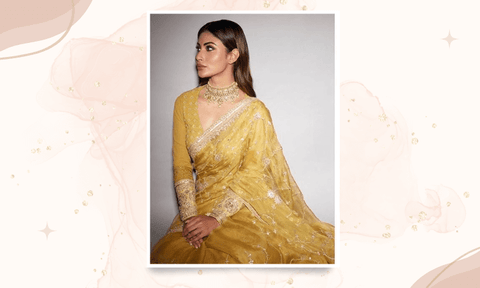 jewellery for yellow saree