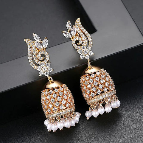 Buy Priyaasi Women Pearls Sapphire Mirror Studded Gold Plated Chandbali  Earrings Online at Best Price | Distacart