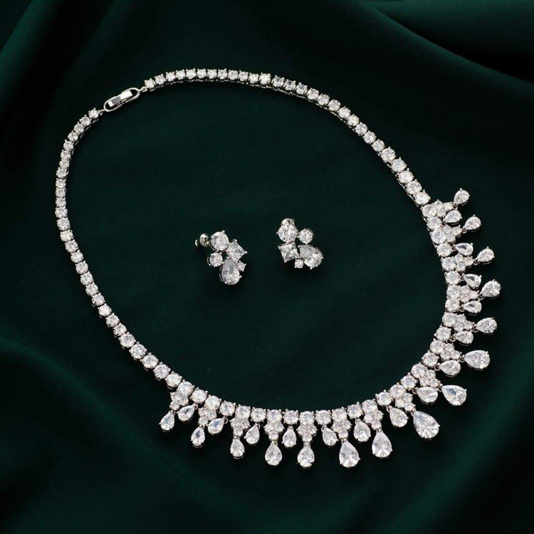 American Diamond Necklace Set for Weddings - Maharani American Diamond ...