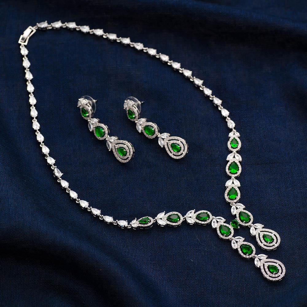 green stone necklace set