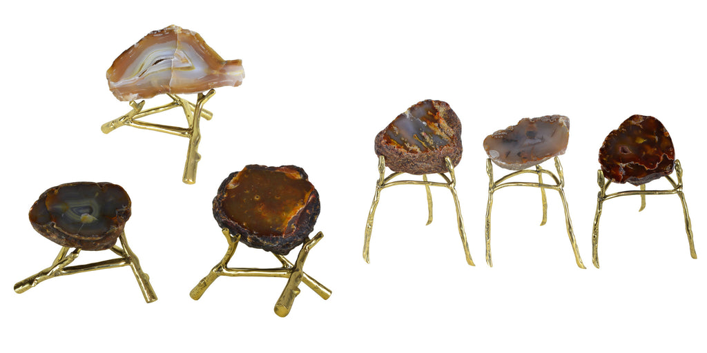 Agate Slices on Brass Stands - Luxury Home Accessories & Decor - 5mm Design Store London