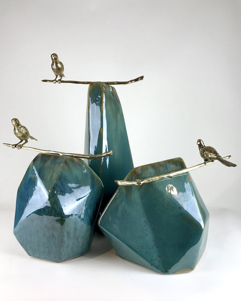 Brass Bird on Rock - Luxury Home Accessories & Decorative Objects - 5mm Interior Design Store