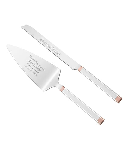 Personalized Kate Spade Rosy Glow Wedding Cake Knife & Server Set -  Giftware Gallery