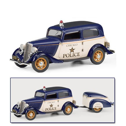 Läs mer om 1933 Ford Deluxe Tudor Police Car w/Trailer - Limited edition , Franklin Mint