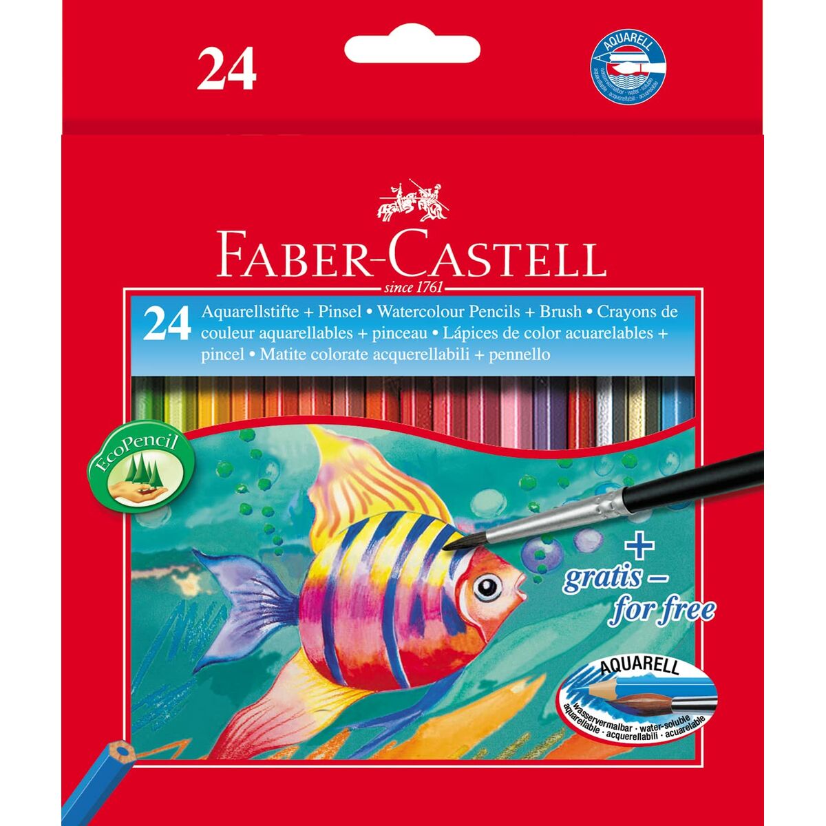 Läs mer om Akvarellpennor Faber-Castell 114425 Multicolour 24 Delar