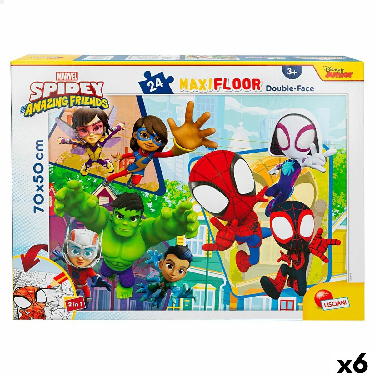 Barnpussel Spidey Dubbelsidig 24 Delar 70 x 1,5 x 50 cm