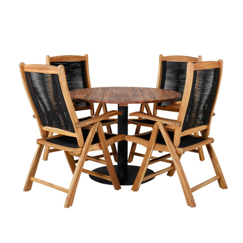 COT PETER Matbord 100 cm + 4 stolar | Utemöbler