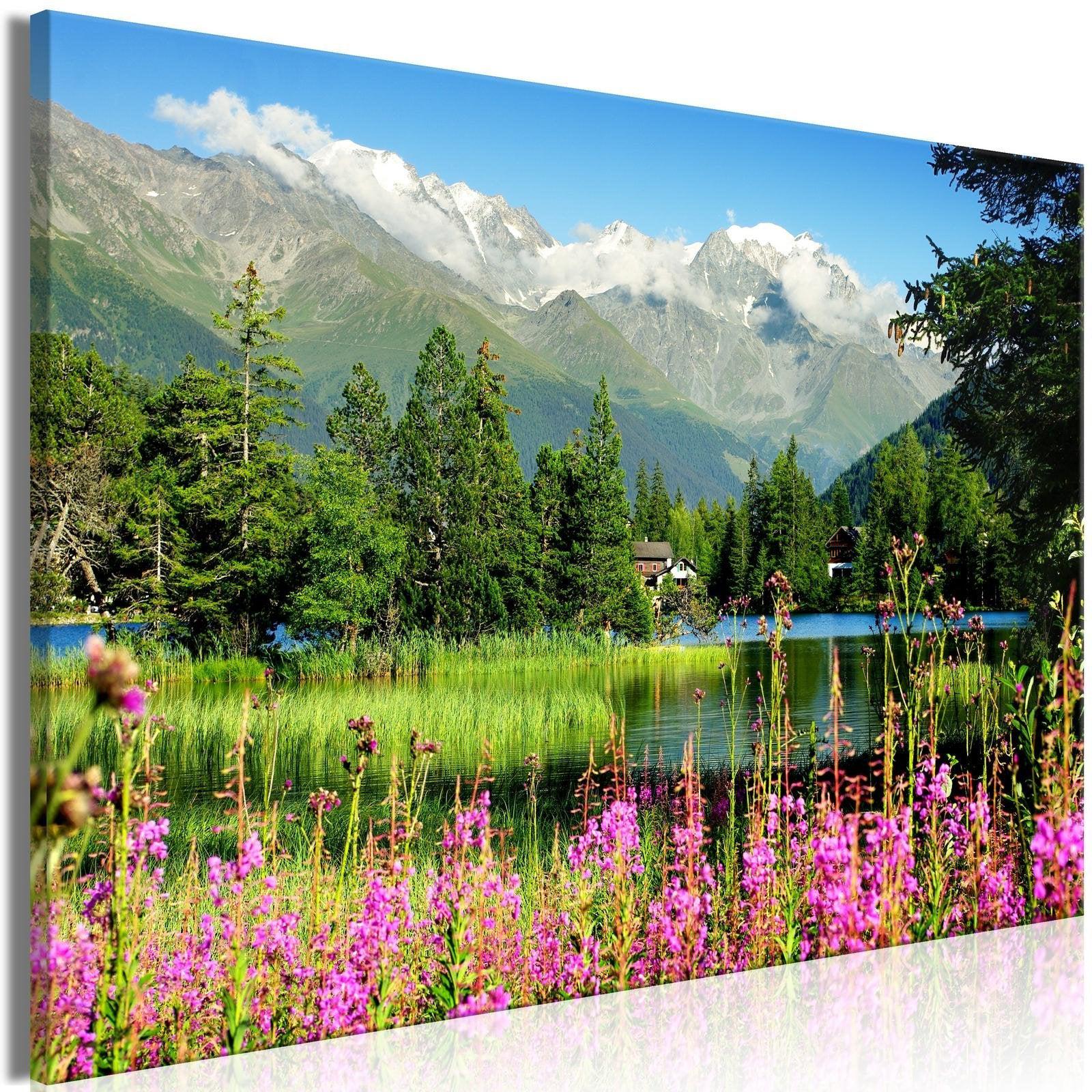 Läs mer om Canvas Tavla - Spring in the Alps Wide - 90x60