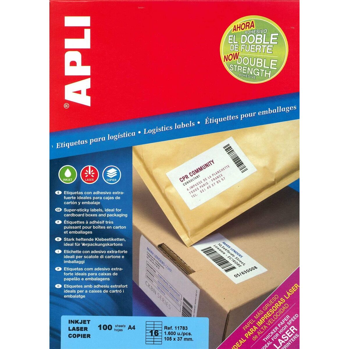 Läs mer om Etiketter Apli Vit Papper 100 Blad 105 x 37 mm