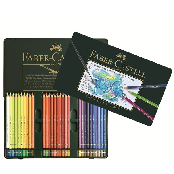 Läs mer om Faber-Castell Watercolour pencil Artist färgpenna Albrect Dürer 60st i metalletui 117560