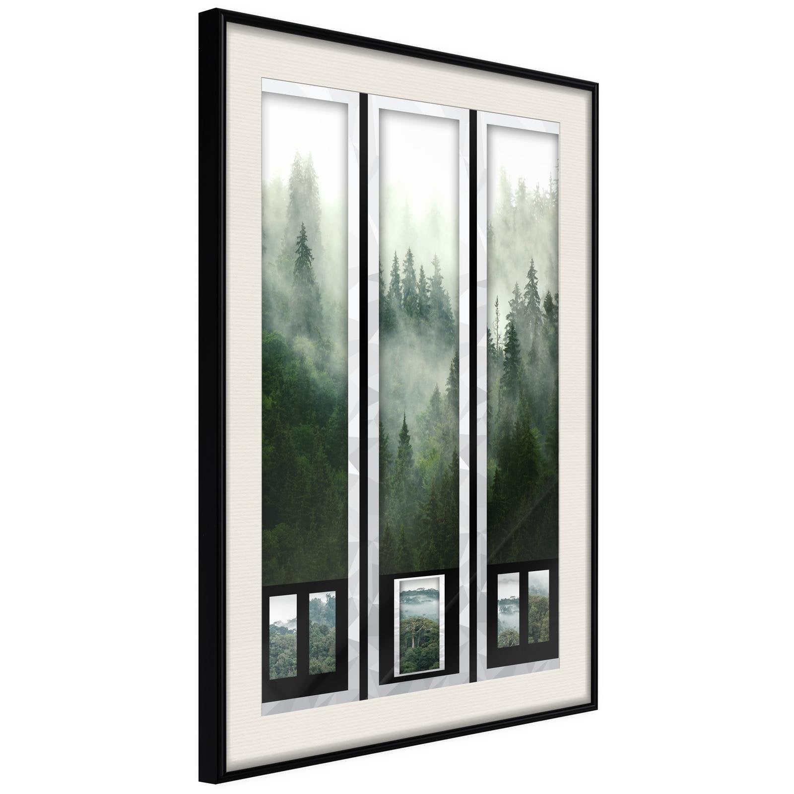 Läs mer om Inramad Poster / Tavla - Eternal Forest – Triptych - 20x30 Svart ram med passepartout