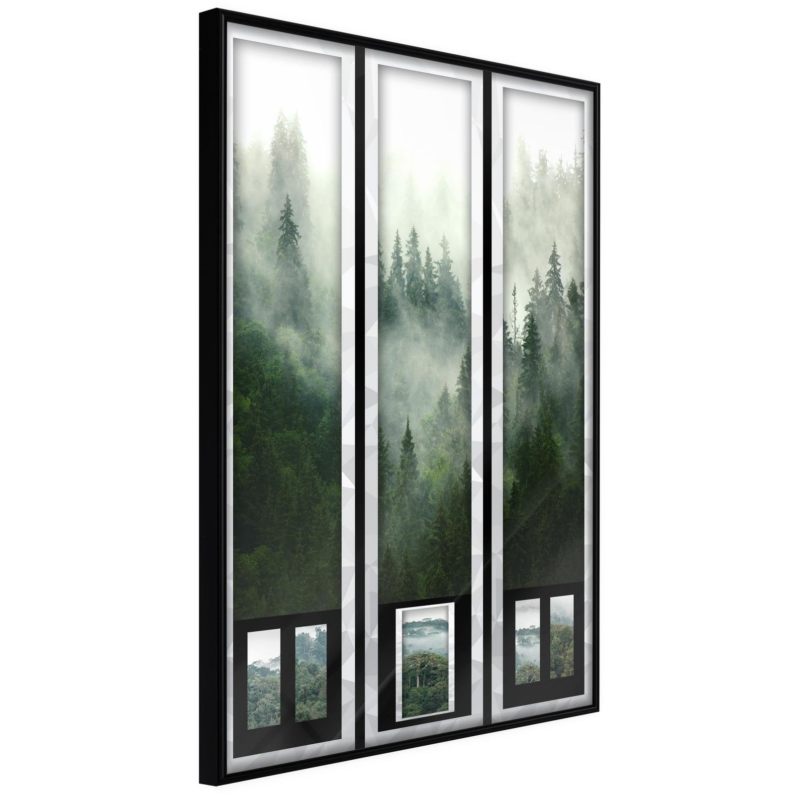 Läs mer om Inramad Poster / Tavla - Eternal Forest – Triptych - 40x60 Svart ram