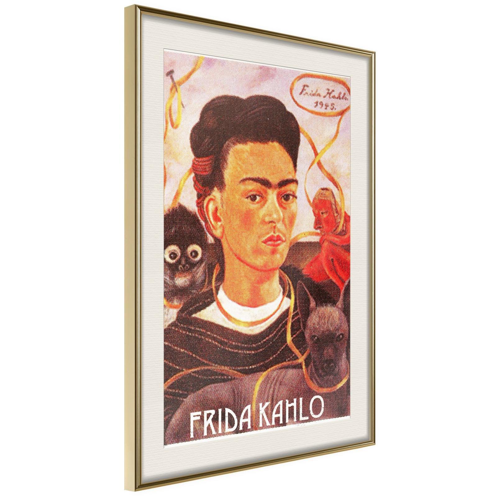 Läs mer om Inramad Poster / Tavla - Frida Khalo – Self-Portrait - 40x60 Guldram med passepartout