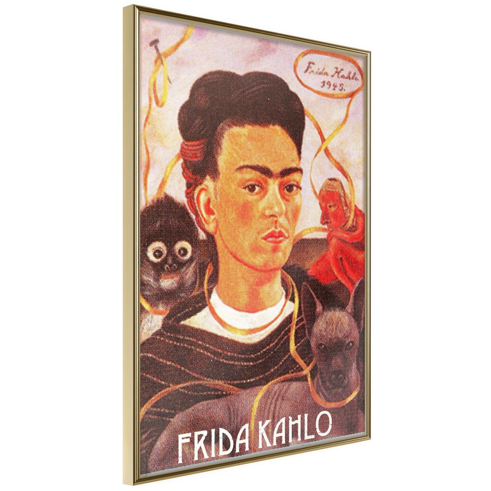 Läs mer om Inramad Poster / Tavla - Frida Khalo – Self-Portrait - 20x30 Guldram