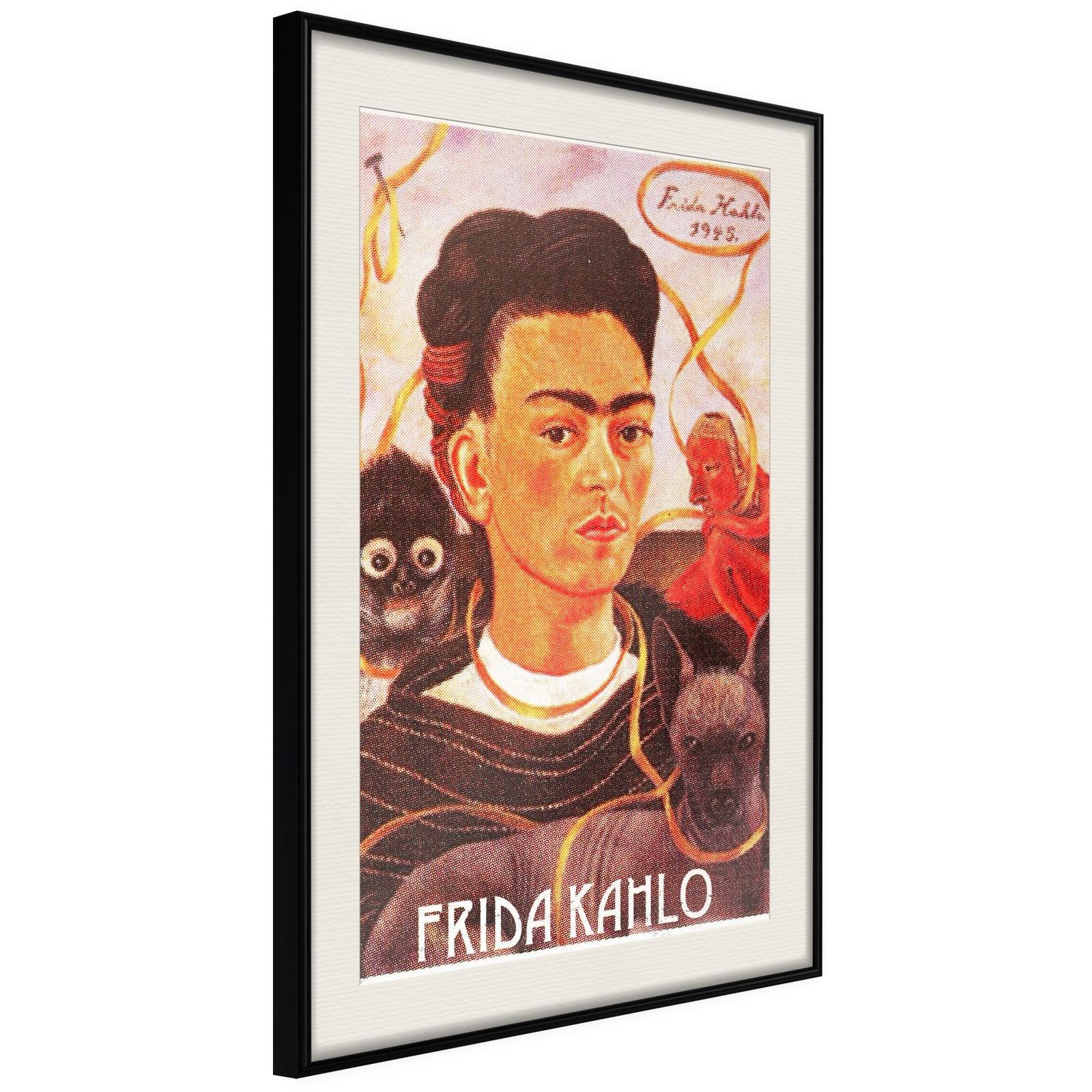 Läs mer om Inramad Poster / Tavla - Frida Khalo – Self-Portrait - 30x45 Svart ram med passepartout