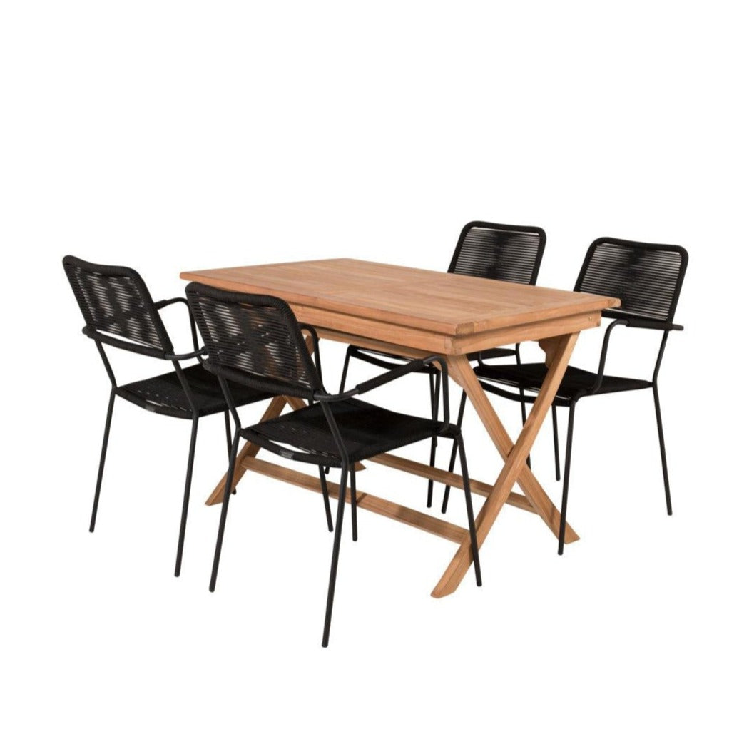 KENYA LINDOS Matbord 120x70 cm + 4 stolar | Utemöbler
