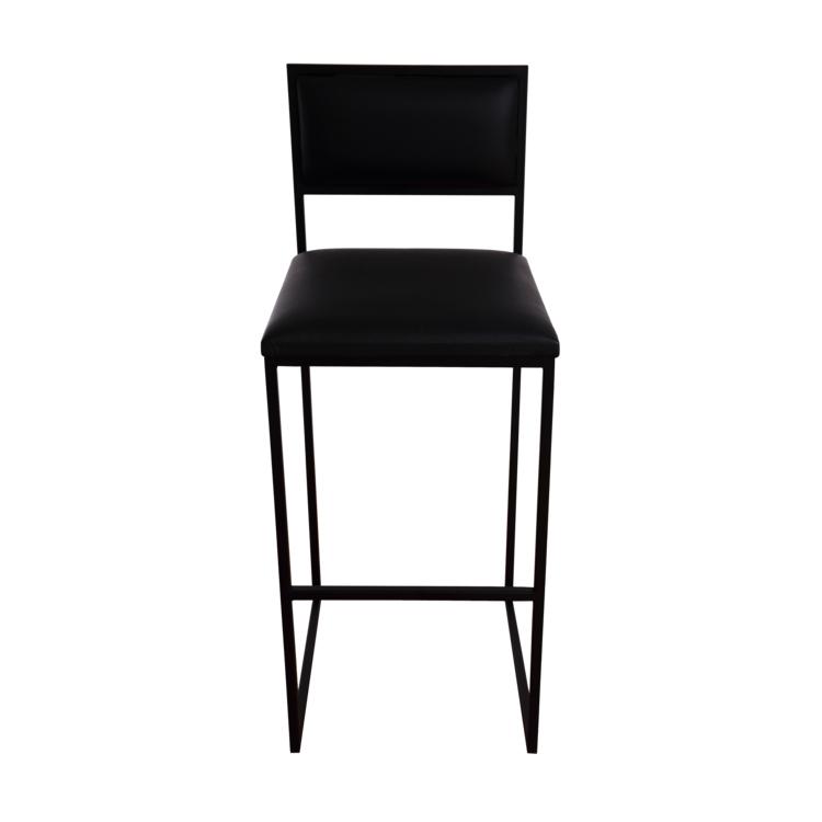 KRALJEVIC BAR CHAIR Barstol med dynor i skinn - Svart Svart 76 cm