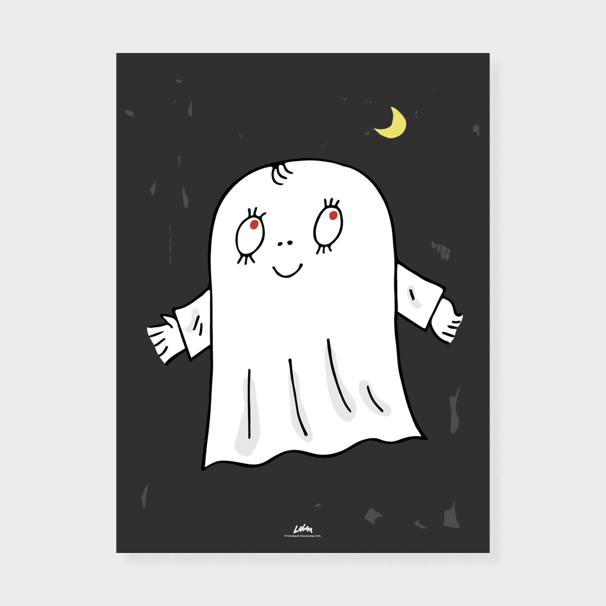 Lilla Spöket Laban Poster - Laban och månen - A4