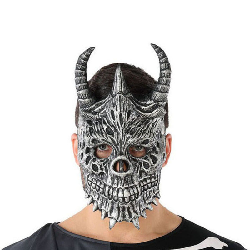 Läs mer om Mask Halloween Demon Skelett Grå