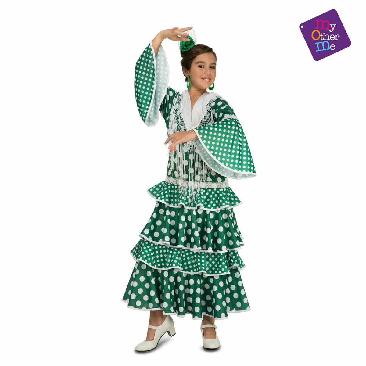 Läs mer om Maskeraddräkt för barn My Other Me Giralda Flamencodansare Grön - 5-6 år