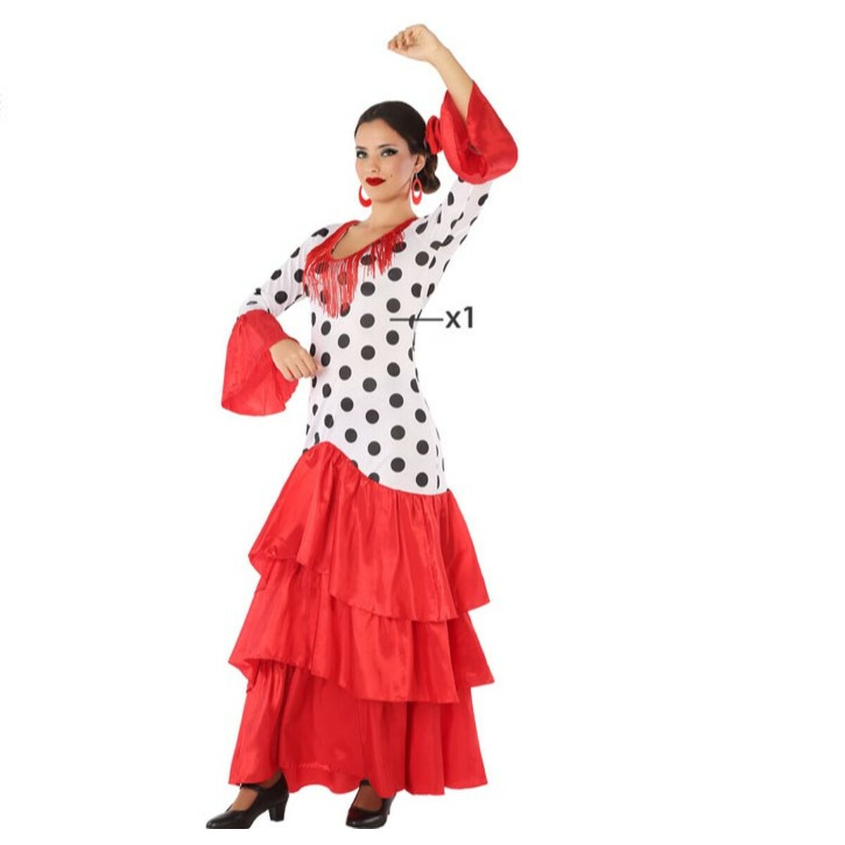 Läs mer om Maskeraddräkt vuxna Flamenca Röd Spanien - M/L