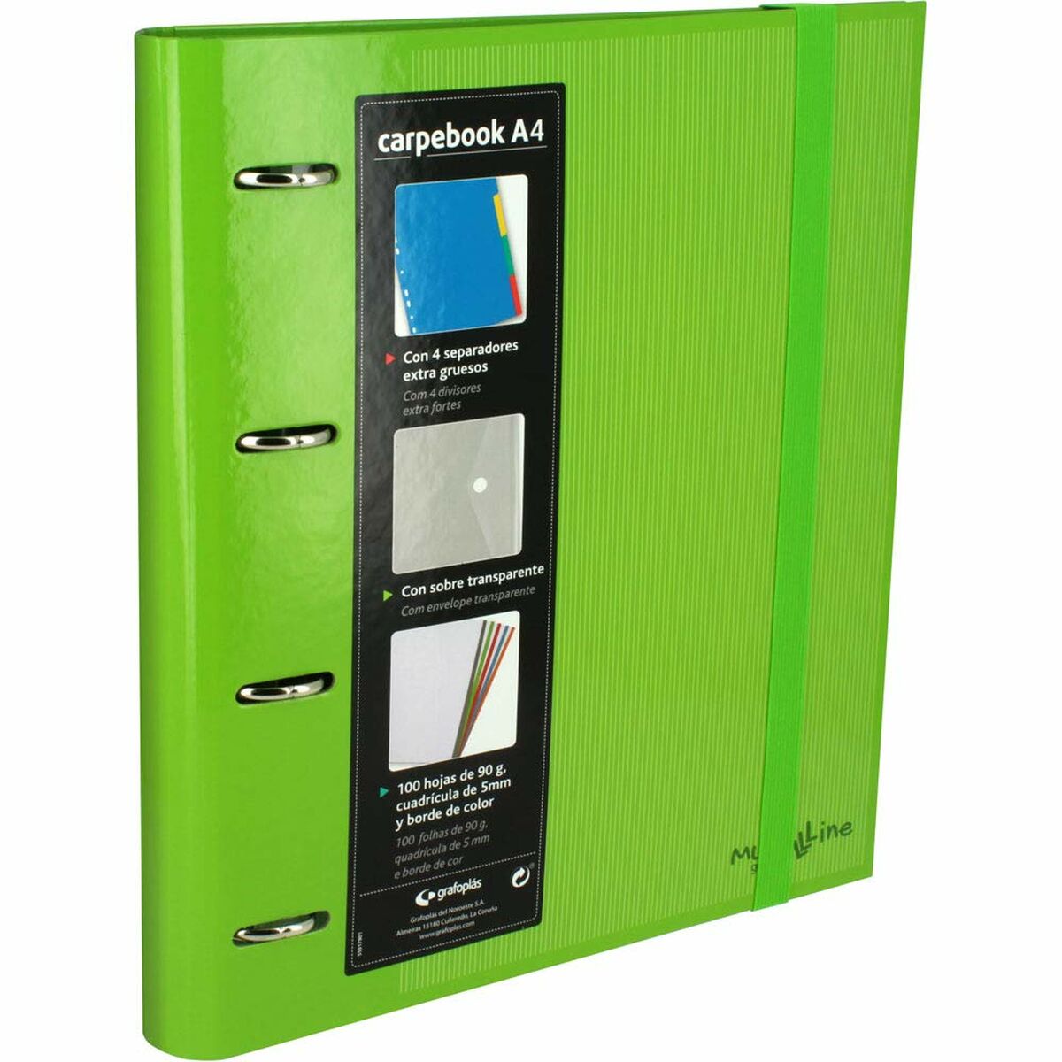 Läs mer om Ringpärm Grafoplas Carpebook Grön 32 x 28 x 4 cm