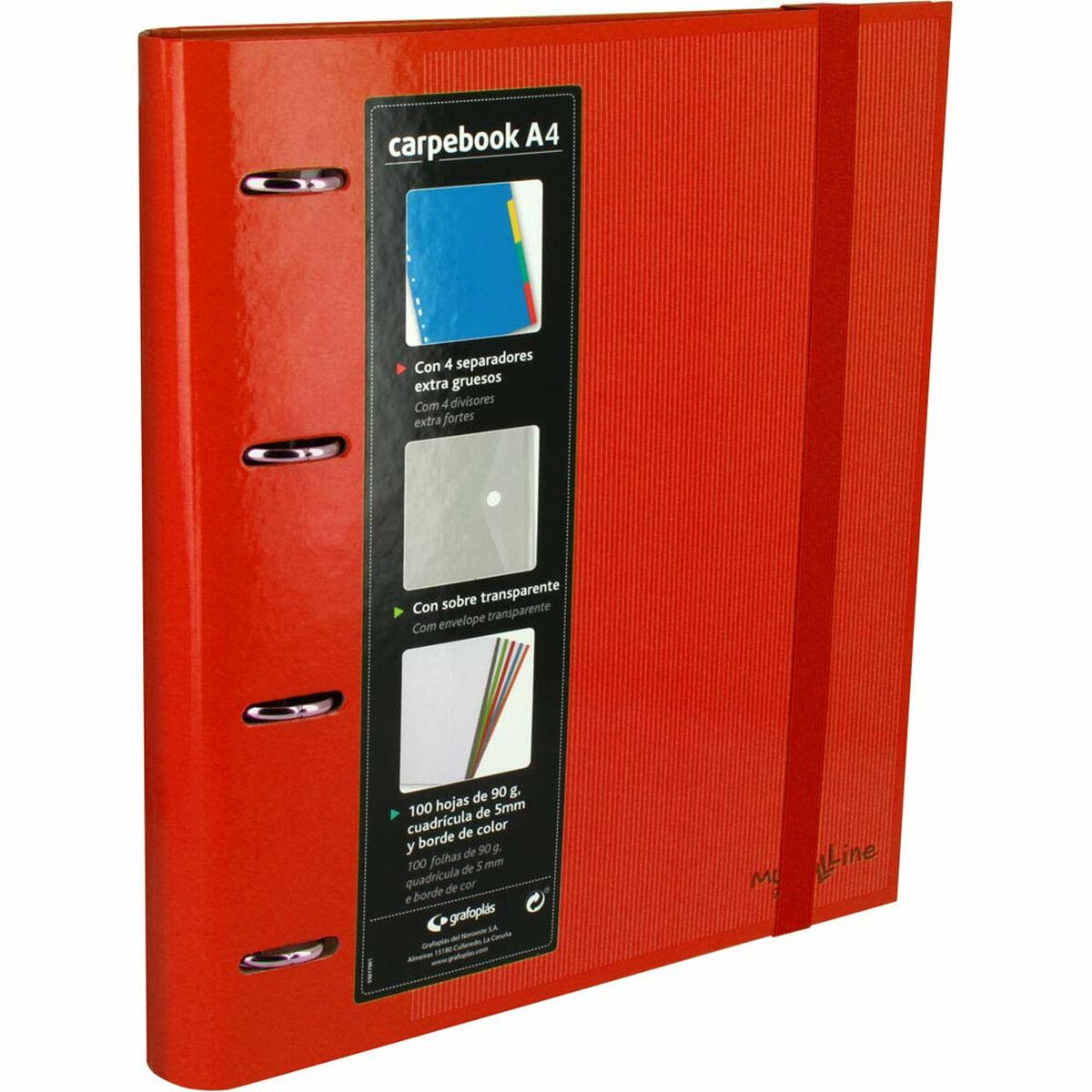 Läs mer om Ringpärm Grafoplas Carpebook Röd 32 x 28 x 4 cm