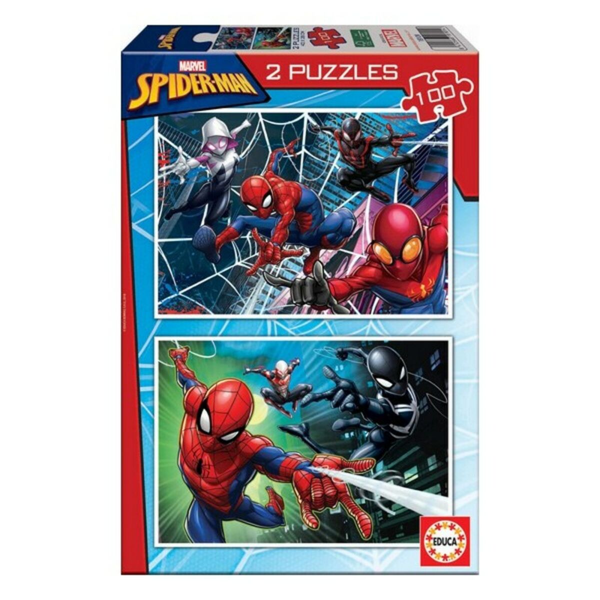Läs mer om Set 2 pussel Spider-Man Hero 100 Delar 40 x 28 cm