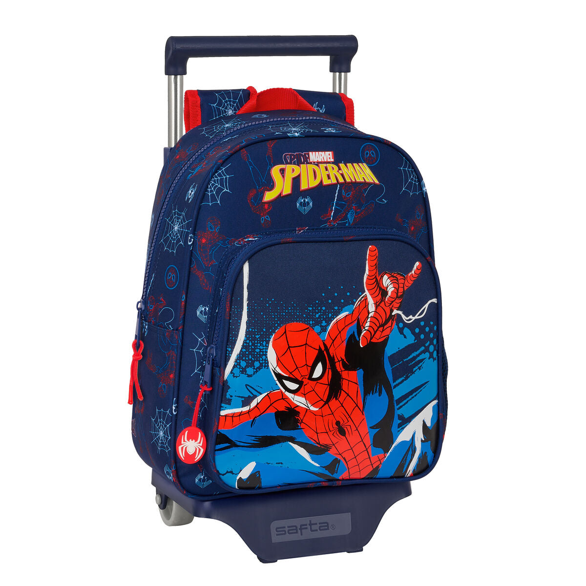 Skolväska med hjul Spider-Man Neon Marinblå 27 x 33 x 10 cm