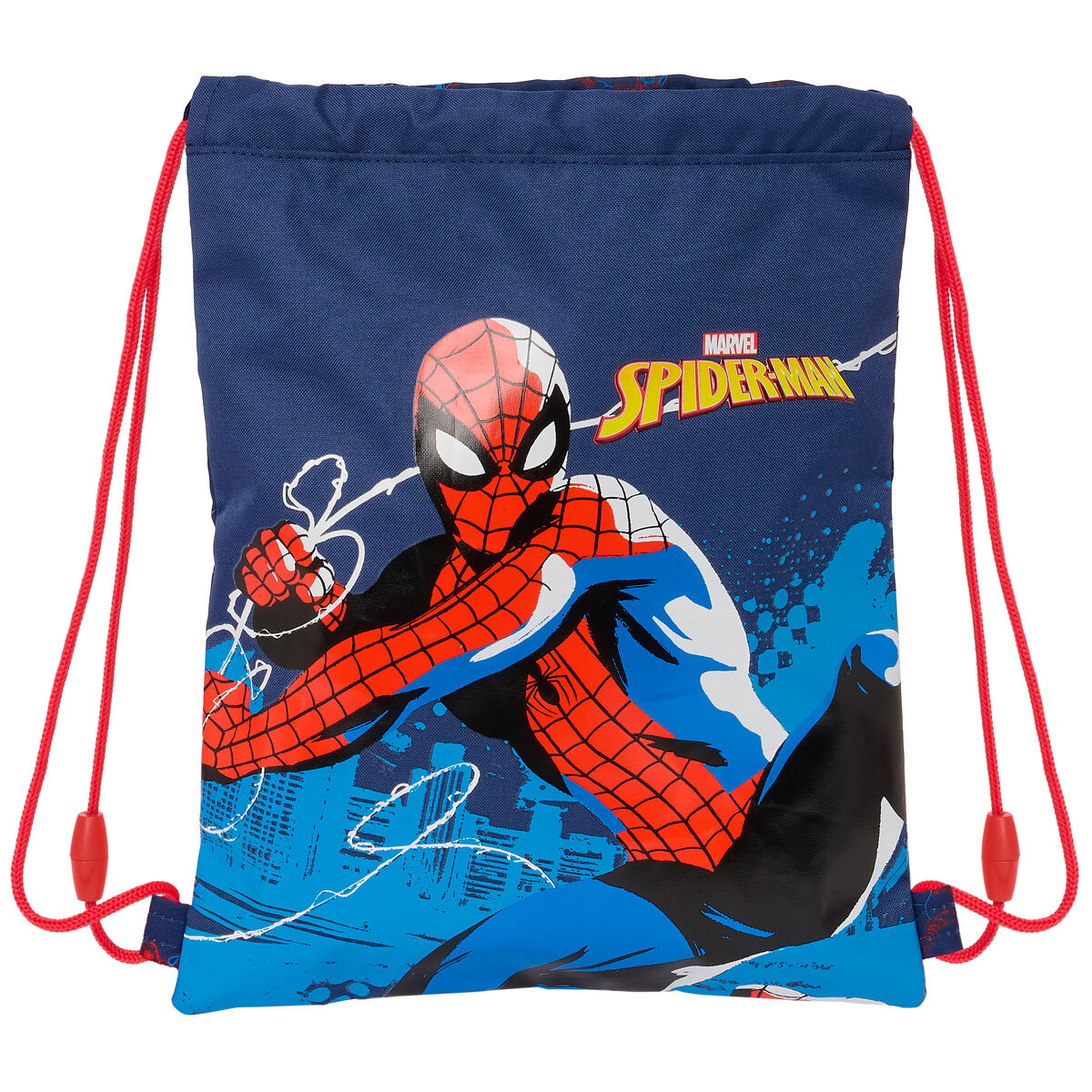 Läs mer om Skopåse med remmar Spider-Man Neon Marinblå 26 x 34 x 1 cm