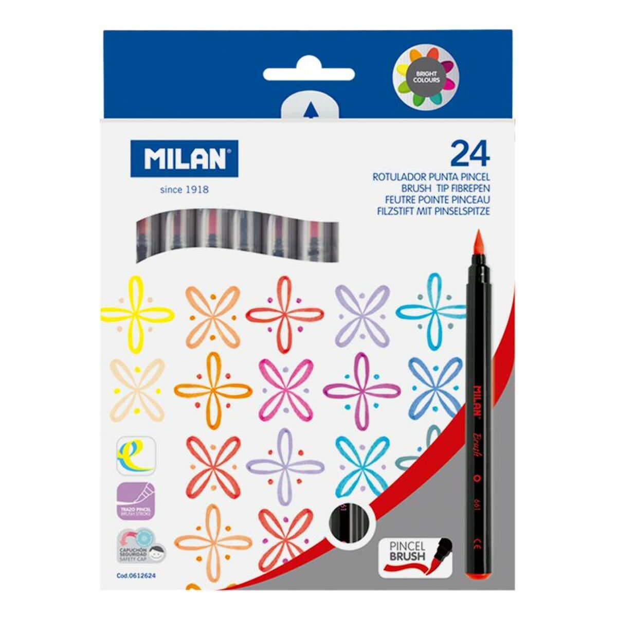 Läs mer om Tuschpennor Milan 24 Delar Pensel Multicolour