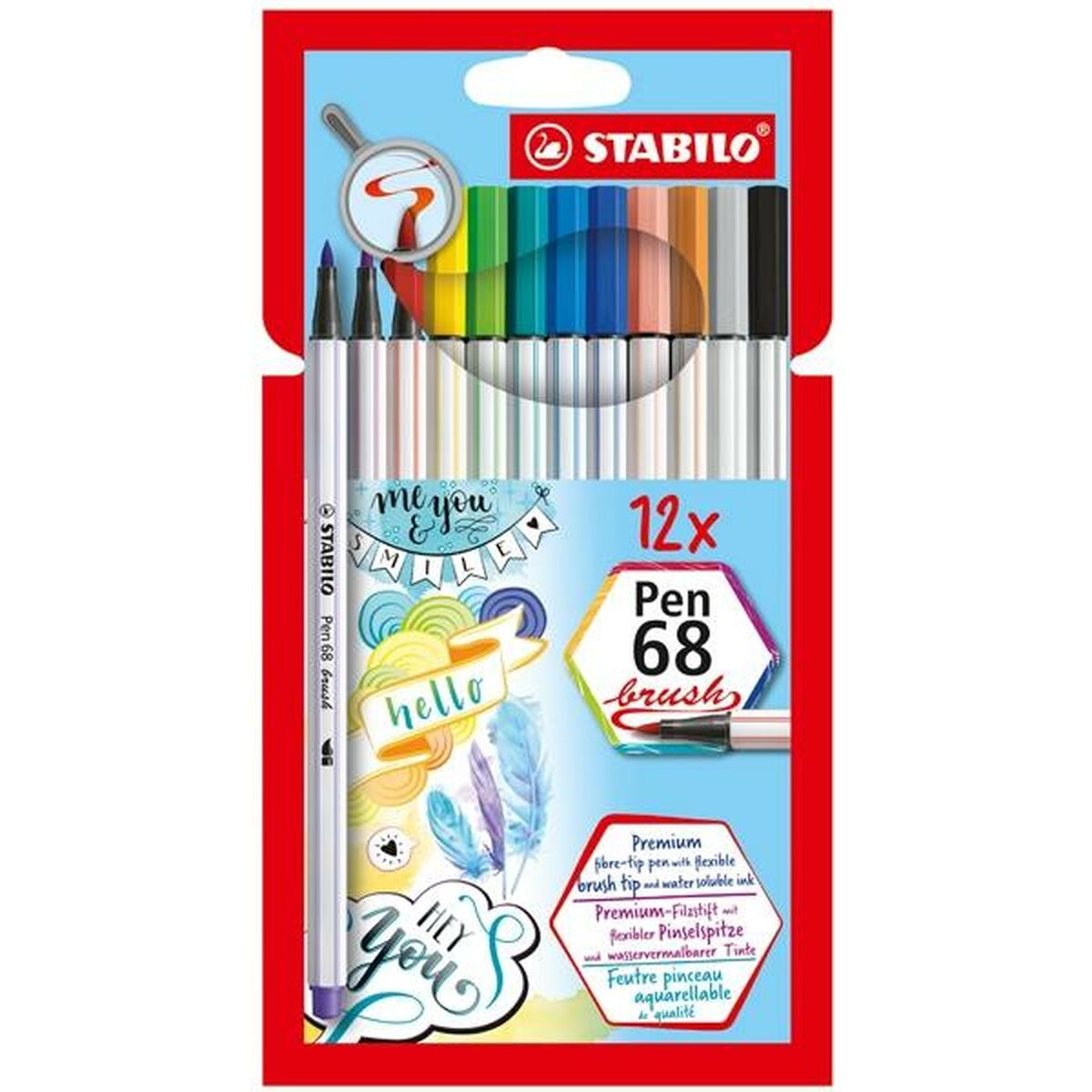 Läs mer om Tuschpennor Stabilo Pen 68 Brush 12 Delar Multicolour
