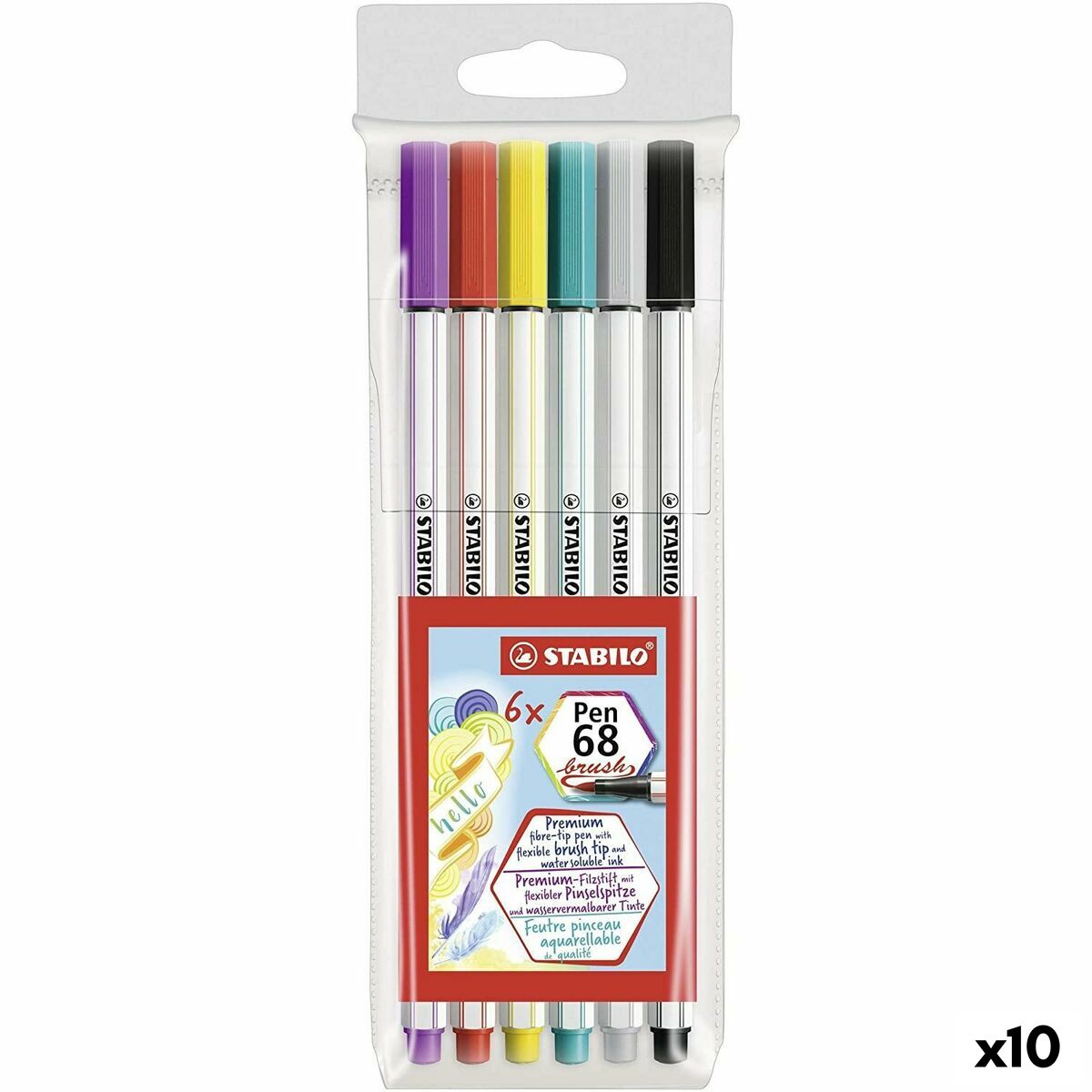 Läs mer om Tuschpennor Stabilo Pen 68 Brush Multicolour