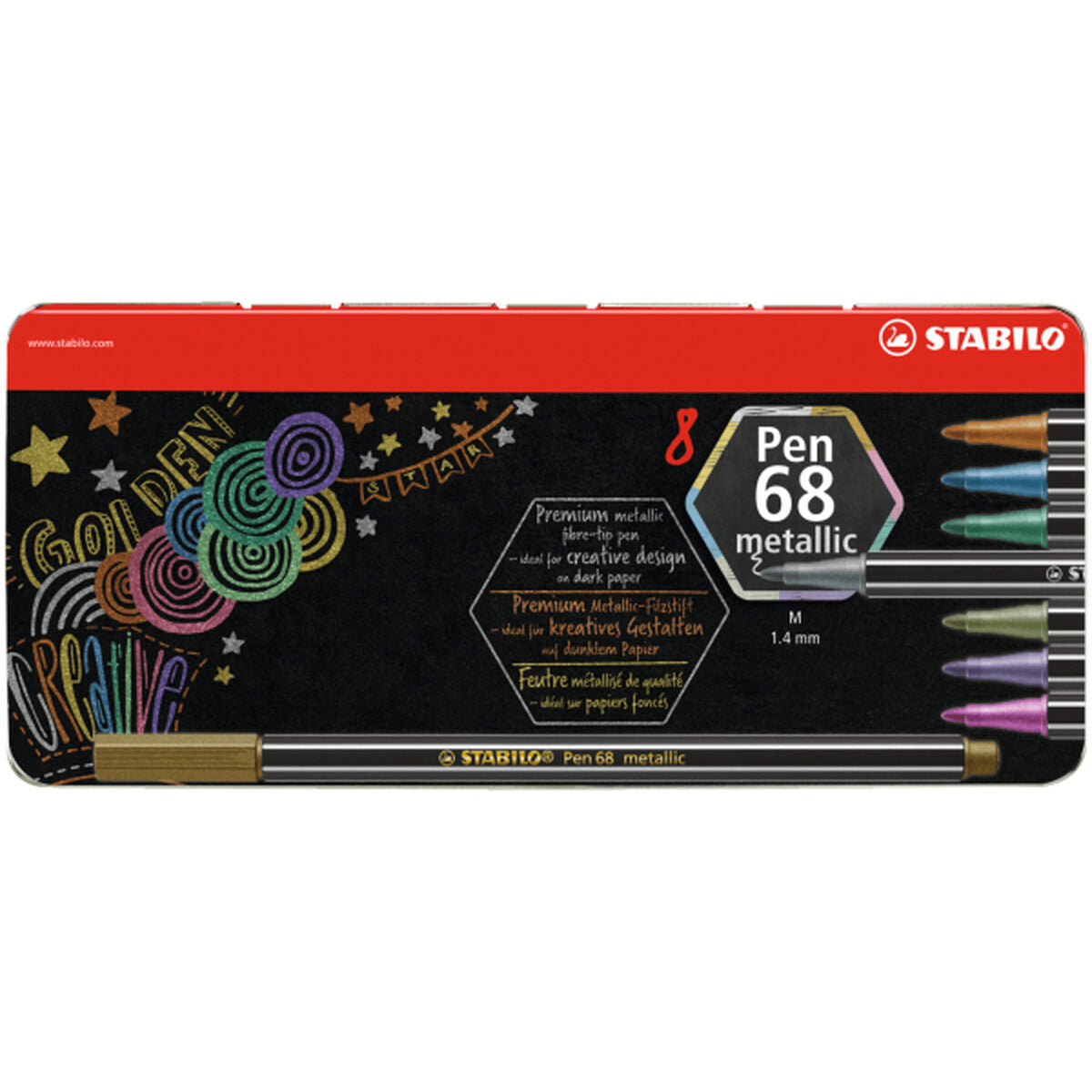 Läs mer om Tuschpennor Stabilo Pen 68 Metallic 8 Delar Multicolour