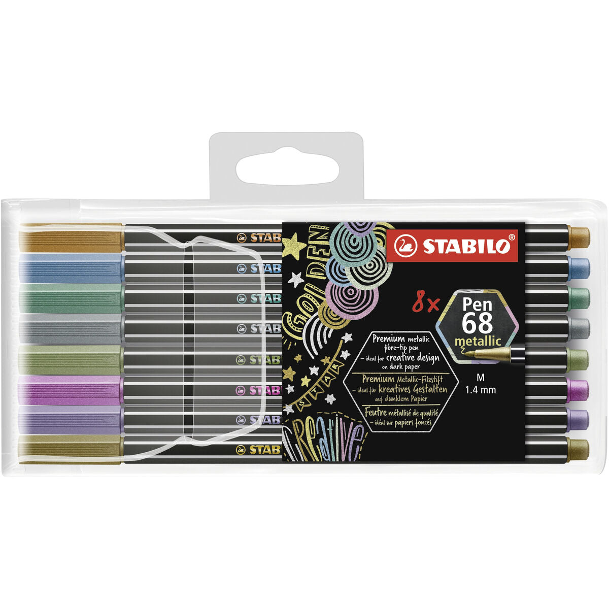 Läs mer om Tuschpennor Stabilo Pen 68 metallic 8 Delar Multicolour