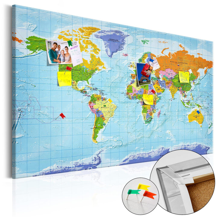 Anslagstavla i kork – World Map: Countries Flags – 90×60