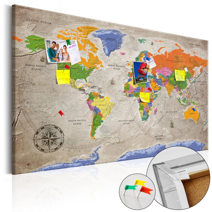 Anslagstavla i kork – World Map: Retro Style – 120×80