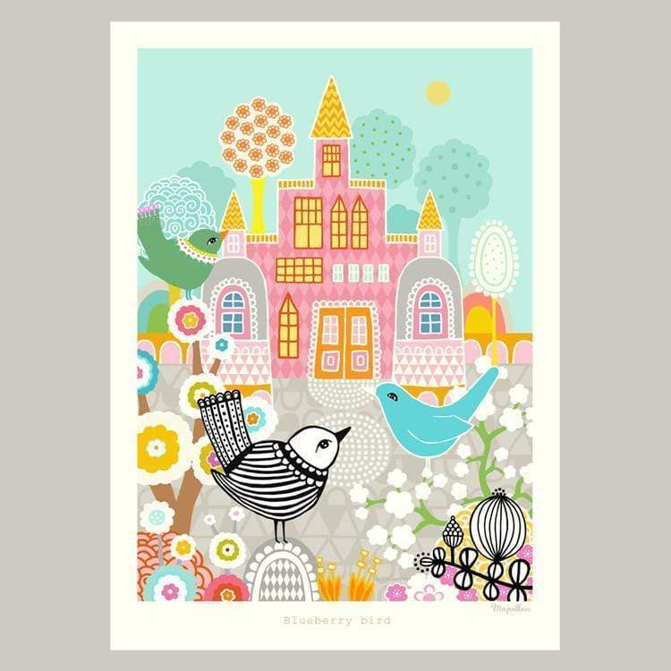 BLUEBERRY BIRD Poster 50x70 cm