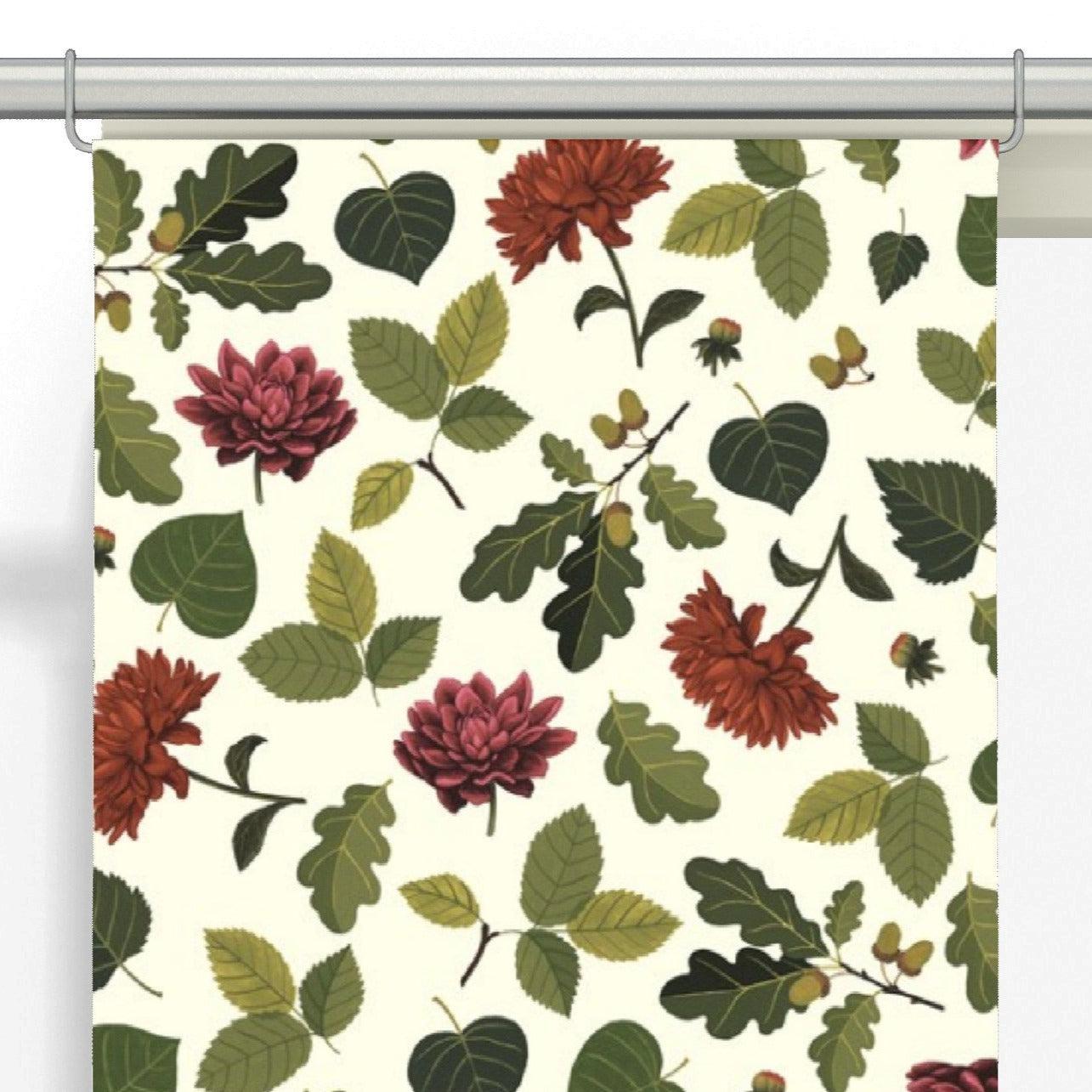 Blommor & Blad Panelgardiner 2-pack - Vinröd/Grön