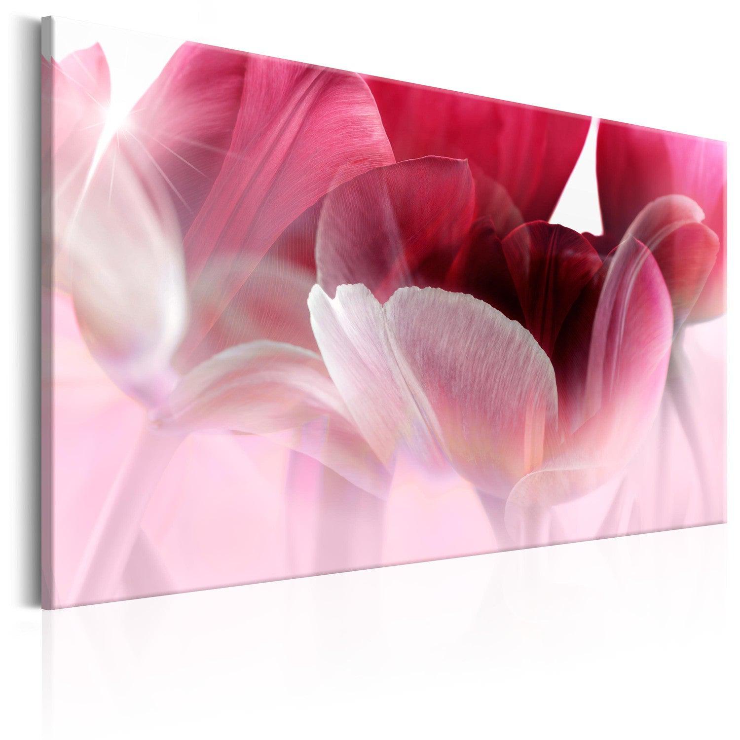 Läs mer om Canvas Tavla - Nature: Pink Tulips - 90x60