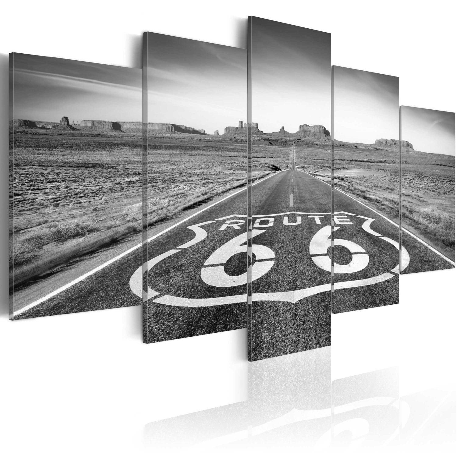 Läs mer om Canvas Tavla - Route 66 - black and white - 200x100