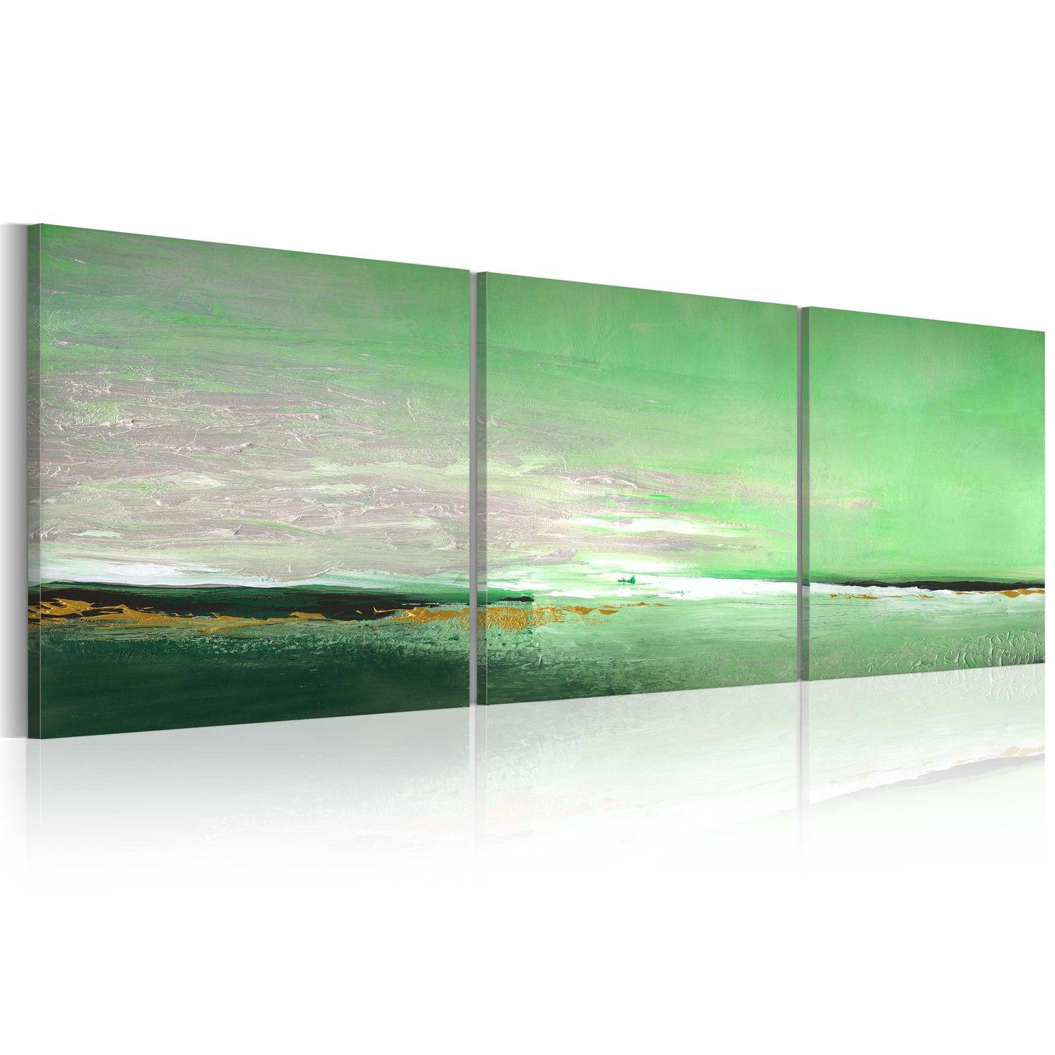 Handmålad tavla - Sea-grön kust - 150x50 cm