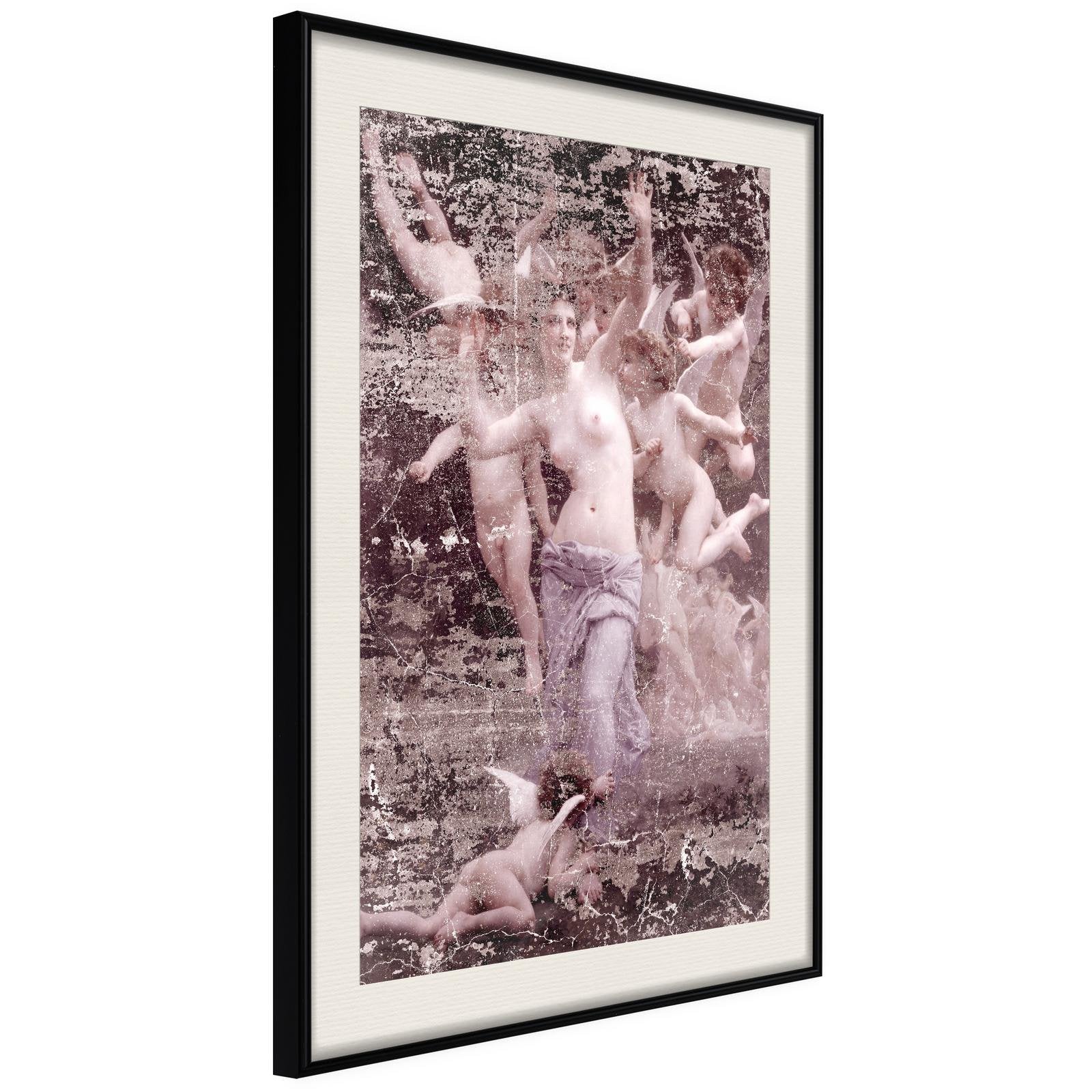 Inramad Poster / Tavla - Angels in Love - 40x60 Svart ram med passepartout