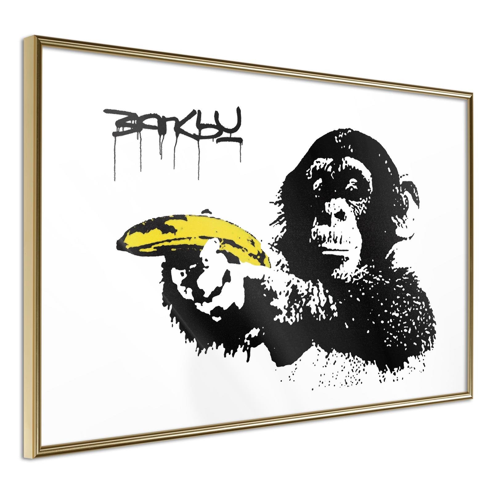 Läs mer om Inramad Poster / Tavla - Banksy: Banana Gun II - 90x60 Guldram