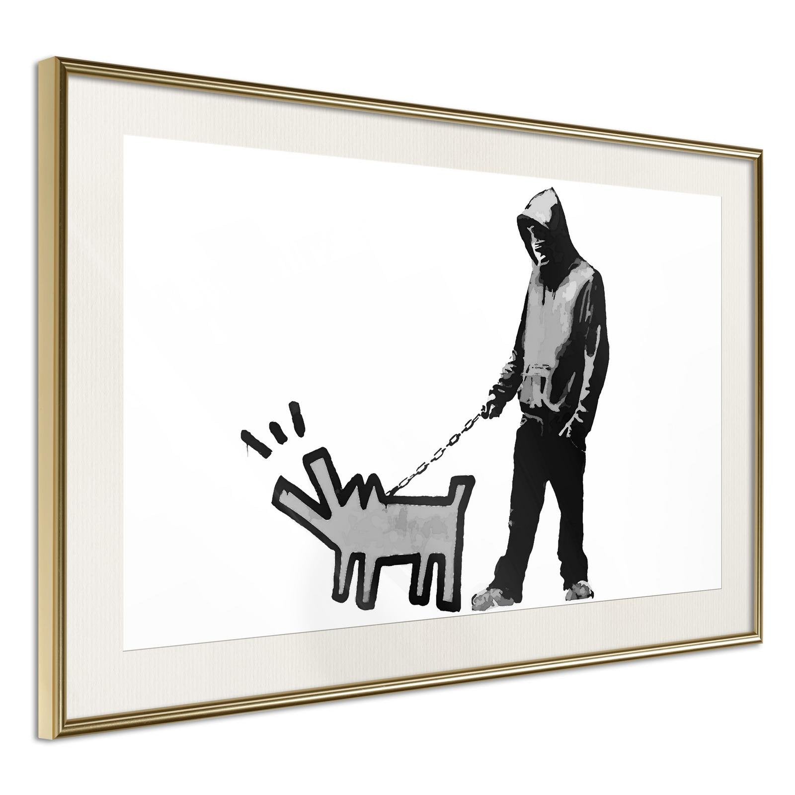 Läs mer om Inramad Poster / Tavla - Banksy: Choose Your Weapon - 30x20 Guldram med passepartout
