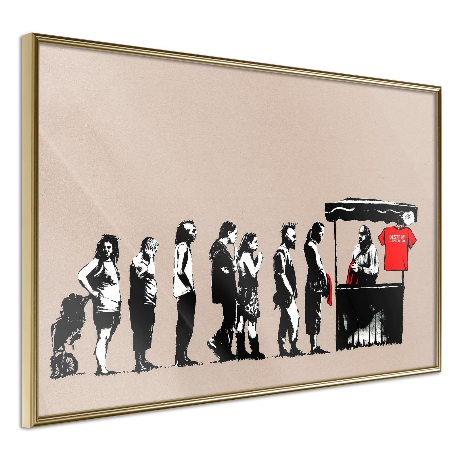 Läs mer om Inramad Poster / Tavla - Banksy: Festival - 45x30 Guldram