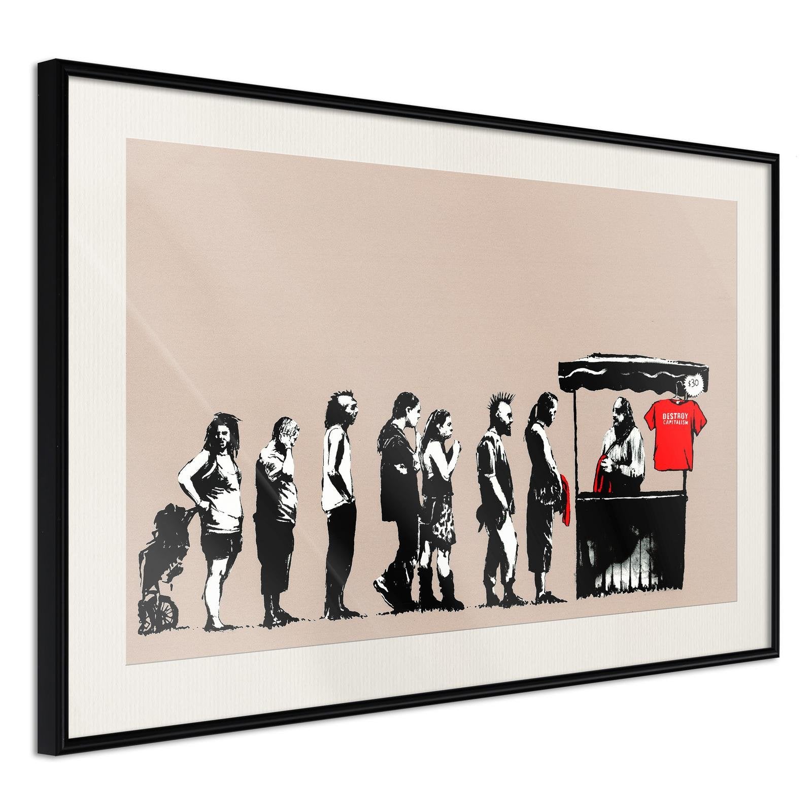 Läs mer om Inramad Poster / Tavla - Banksy: Festival - 30x20 Svart ram med passepartout