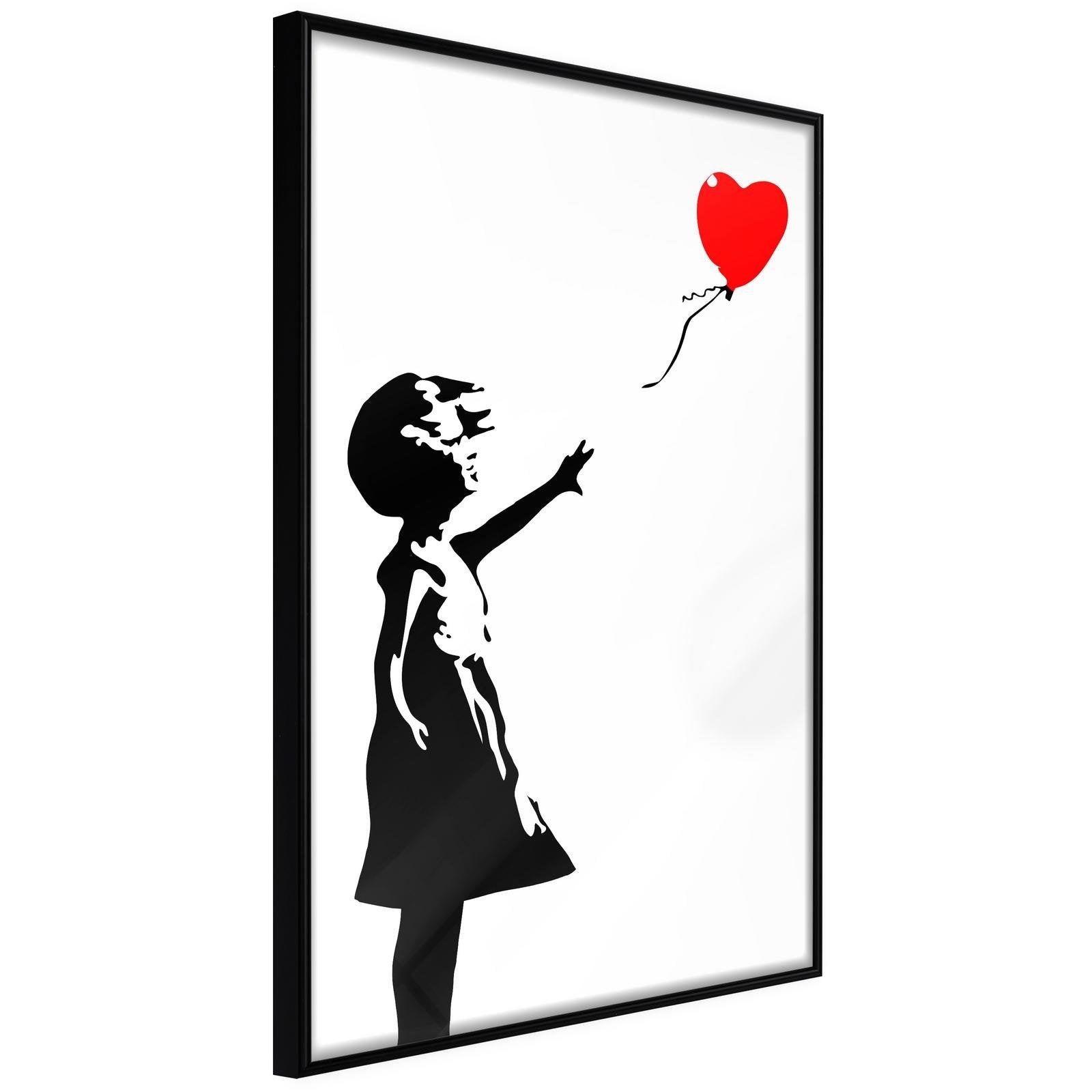 Läs mer om Inramad Poster / Tavla - Banksy: Girl with Balloon I - 40x60 Svart ram
